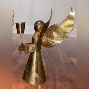 PAIR - VINTAGE brass angel candle holders